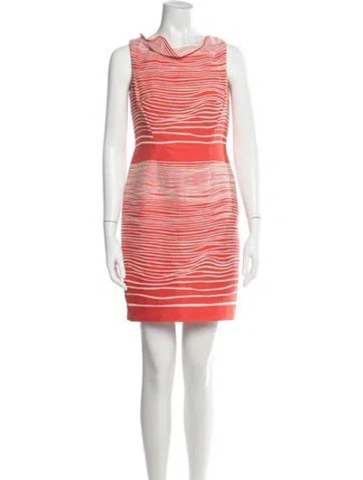 Pre-owned Carolina Herrera Striped Mini Dress In Red