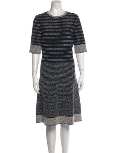 Pre-owned Carolina Herrera Striped Mini Dress W/ Tags In Black