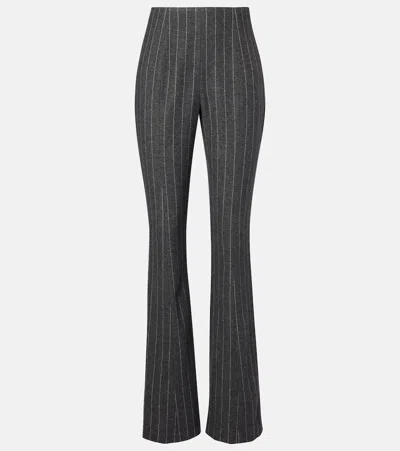 Carolina Herrera Pinstriped Twill Flared Pants In Gray