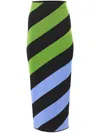 Carolina Herrera Striped Knit Pencil Midi Skirt In Black