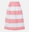 Carolina Herrera Stripe Cotton Blend Skirt In White