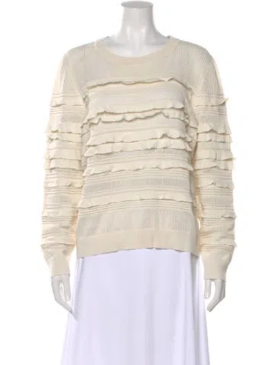 Pre-owned Carolina Herrera Striped Scoop Neck Sweater In Neutral