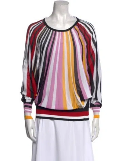 Pre-owned Carolina Herrera Striped Scoop Neck Sweater In White