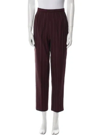 Pre-owned Carolina Herrera Striped Straight Leg Pants In Burgundy