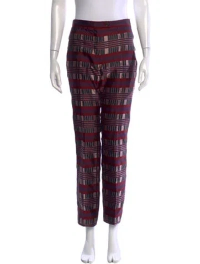 Pre-owned Carolina Herrera Striped Straight Leg Pants In Multi
