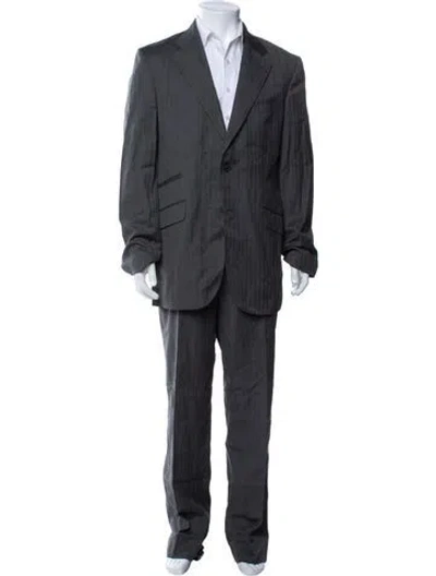Pre-owned Carolina Herrera Striped Two-piece Suit In Gray