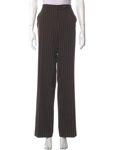 Pre-owned Carolina Herrera Striped Wide Leg Pants In Brown