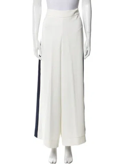 Pre-owned Carolina Herrera Striped Wide Leg Pants In White