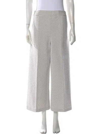 Pre-owned Carolina Herrera Striped Wide Leg Pants In White