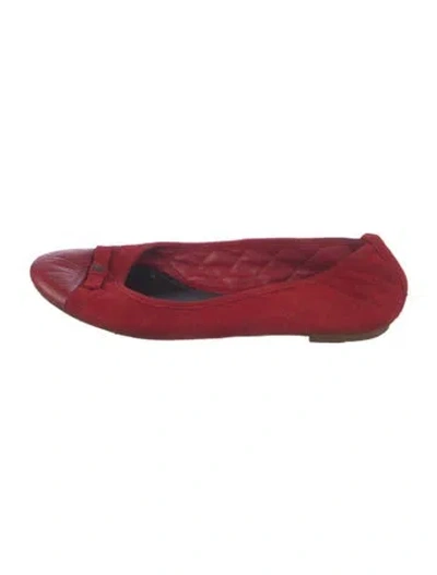 Pre-owned Carolina Herrera Suede Ballet Flats In Red