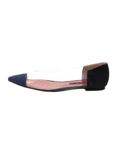 Pre-owned Carolina Herrera Suede D'orsay Flats In Blue