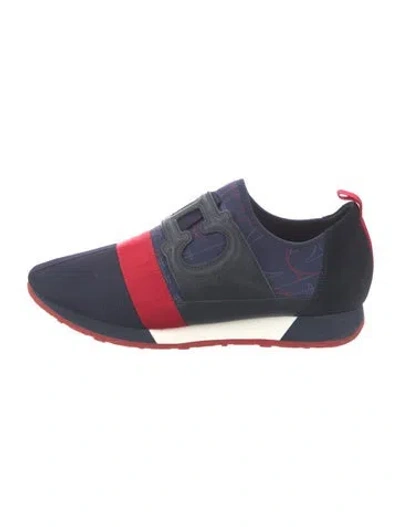 Pre-owned Carolina Herrera Suede Graphic Print Athletic Sneakers In Blue