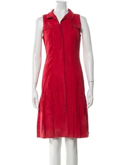 Pre-owned Carolina Herrera Suede Knee-length Dress In Red