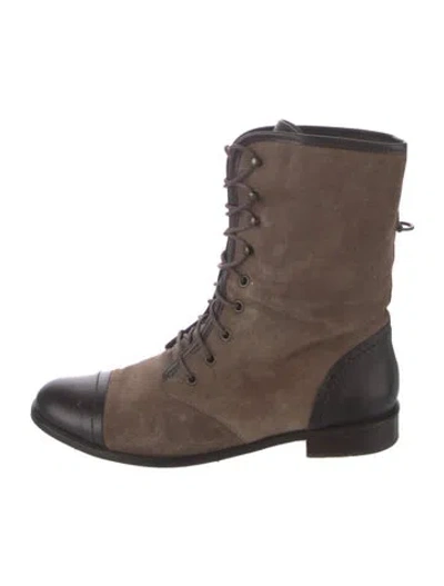 Pre-owned Carolina Herrera Suede Lace-up Boots In Brown
