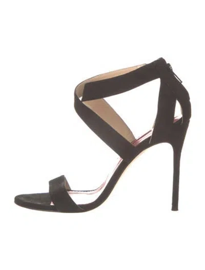 Pre-owned Carolina Herrera Suede Sandals In Grey