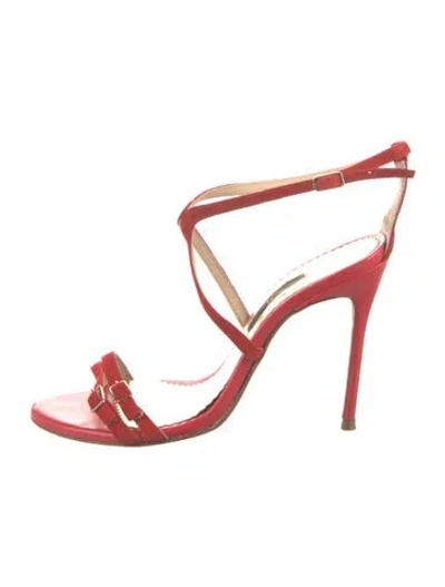 Pre-owned Carolina Herrera Suede Sandals In Red