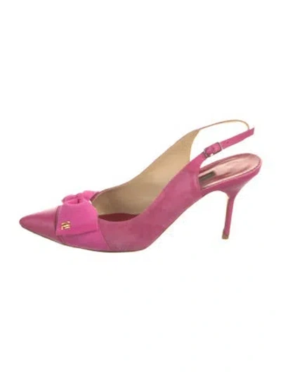 Pre-owned Carolina Herrera Suede Slingback Pumps In Pink