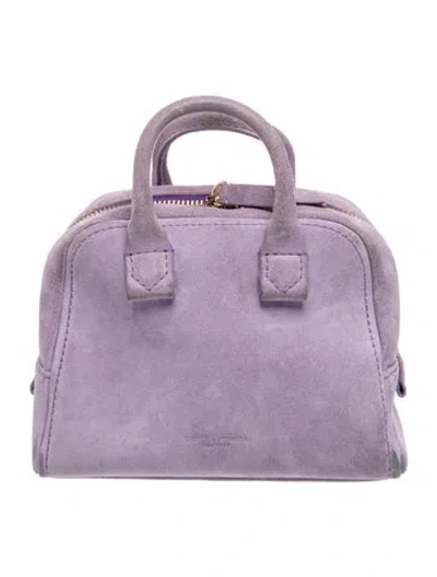 Pre-owned Carolina Herrera Suede Top Handle Bag In Purple