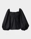 Carolina Herrera Sweetheart Balloon-sleeve Top In Black