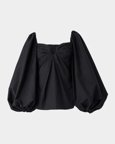 Carolina Herrera Sweetheart Balloon-sleeve Top In Black