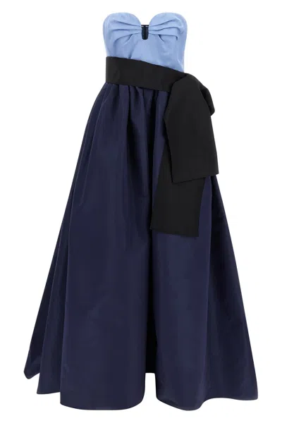 Carolina Herrera Strapless Two-tone Floor-length Dress In Blue