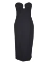 Carolina Herrera Strapless Ruched Wool-blend Midi Dress In Black