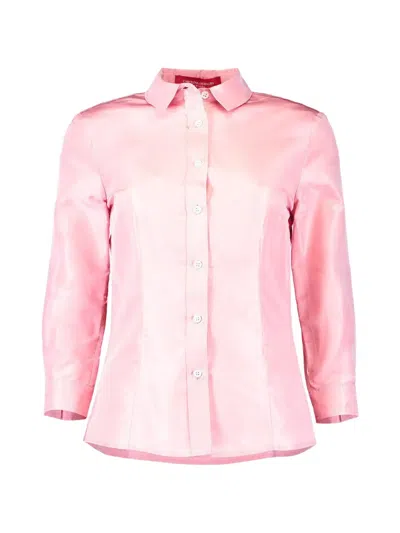 Carolina Herrera Taffeta Collared Shirt In Pink