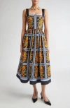 Carolina Herrera Thick Strap Faille Midi Dress In Multi