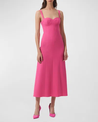 Carolina Herrera Thin-strap Crepe Bustier Midi Dress In Flamingo