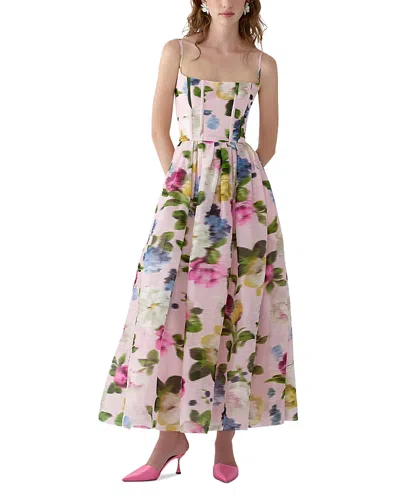 Carolina Herrera Thin Strap Midi Dress In Multi