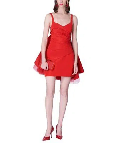 Pre-owned Carolina Herrera Thin Strap Mini Wrap Silk Bodice Dress Women's In Red