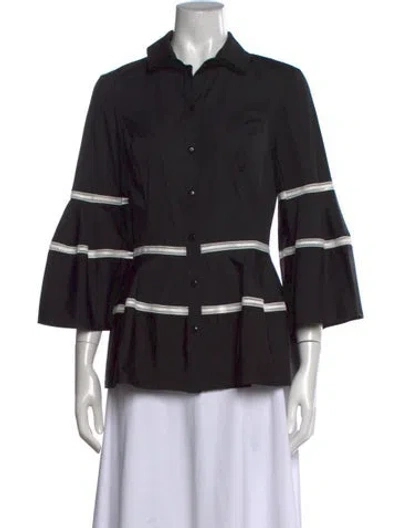 Pre-owned Carolina Herrera Three-quarter Sleeve Blouse In Black