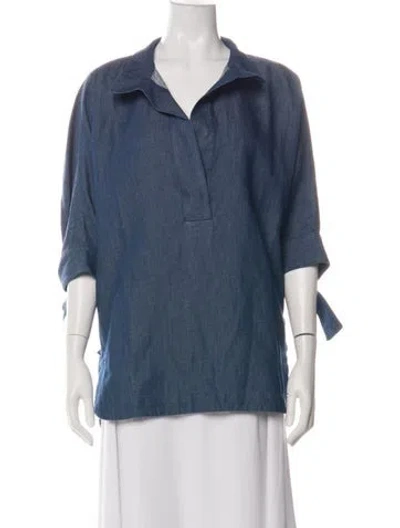 Pre-owned Carolina Herrera Three-quarter Sleeve Blouse In Green