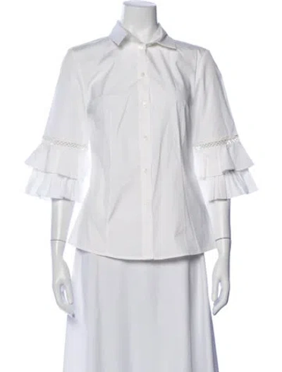Pre-owned Carolina Herrera Three-quarter Sleeve Blouse In Neutrals