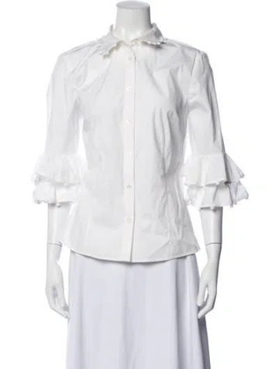 Pre-owned Carolina Herrera Three-quarter Sleeve Blouse In Neutrals