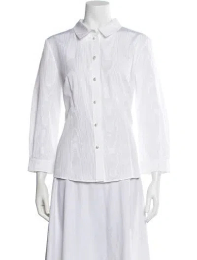 Pre-owned Carolina Herrera Three-quarter Sleeve Blouse W/ Tags In White