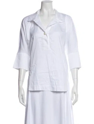 Pre-owned Carolina Herrera Three-quarter Sleeve Blouse In White