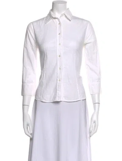 Pre-owned Carolina Herrera Three-quarter Sleeve Blouse In White