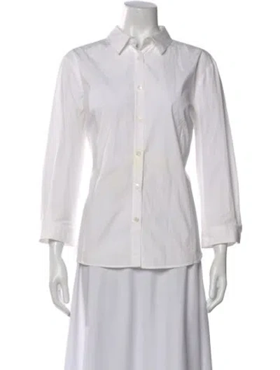 Pre-owned Carolina Herrera Three-quarter Sleeve Blouse In White