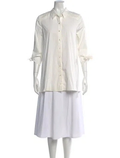 Pre-owned Carolina Herrera Three-quarter Sleeve Blouse In White