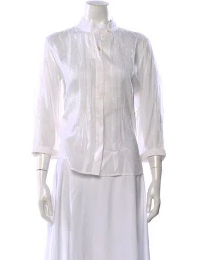 Pre-owned Carolina Herrera Three-quarter Sleeve Blouse In White
