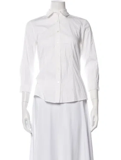 Pre-owned Carolina Herrera Three-quarter Sleeve Blouse In White