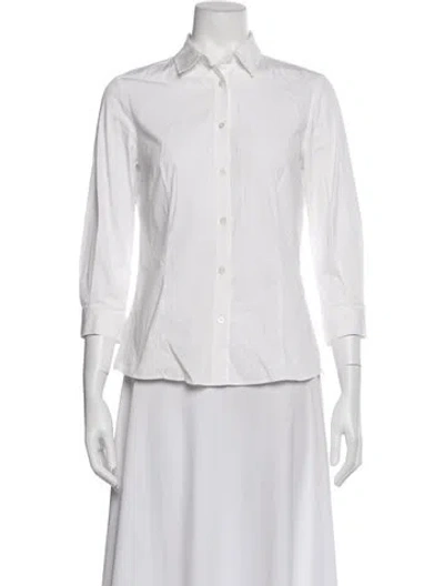 Pre-owned Carolina Herrera Three-quarter Sleeve Button-up Top In Neutral
