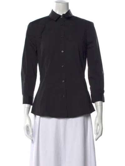 Pre-owned Carolina Herrera Three-quarter Sleeve Button-up Top W/ Tags In Black