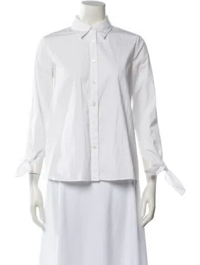 Pre-owned Carolina Herrera Three-quarter Sleeve Button-up Top In White