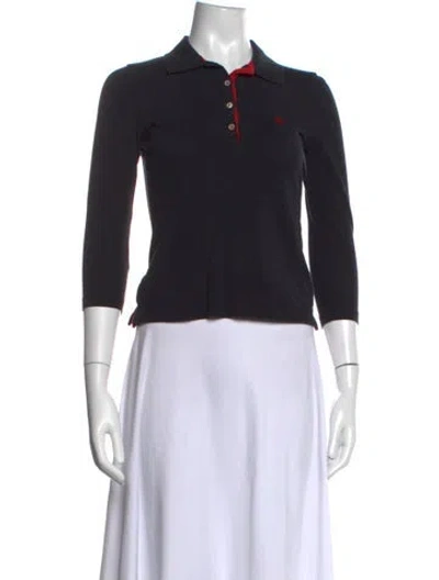 Pre-owned Carolina Herrera Three-quarter Sleeve Polo In Black