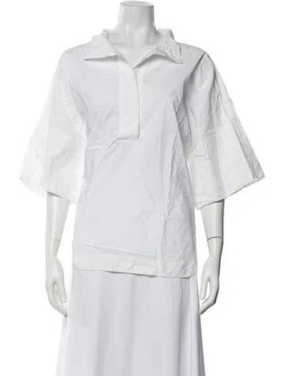 Pre-owned Carolina Herrera Three-quarter Sleeve Top In Blue