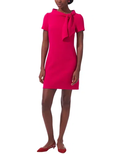 Carolina Herrera Tie Boat Neck Wool Mini Dress In Cerise Pink