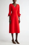 Carolina Herrera Tie-sleeve Midi Dress In Herrera Red