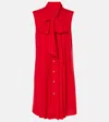 Carolina Herrera Pleat Front Tie Neck Minidress In Red